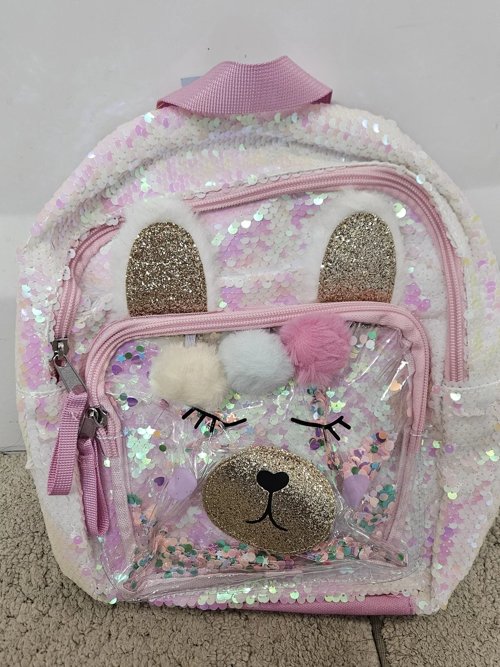 Cat & Jack Kids' Pink Sequin Bunny Backpack – New With Tags